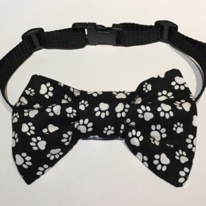 Doggy Bow Tie Black And White Paws