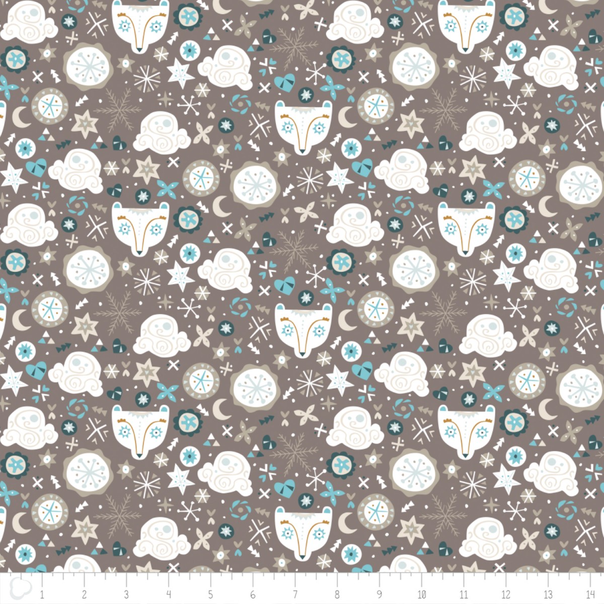 Fabric Camelot 4240405-3 Snowfall Bear Heads