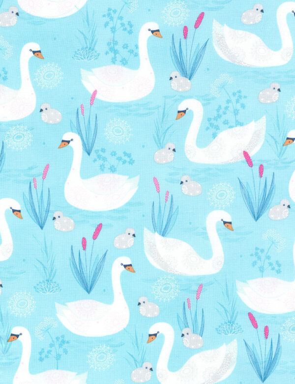 Fabric Timeless Treasures C5903 Turquoise Swans