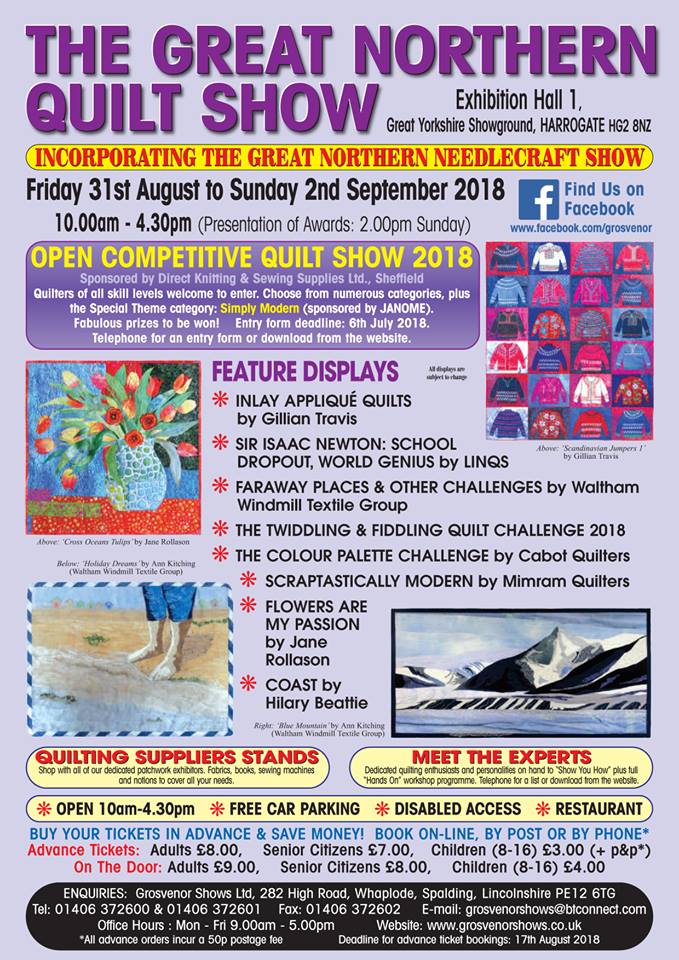 The Northern Quilt and Stitching Show, 31st August - 2nd September 2018