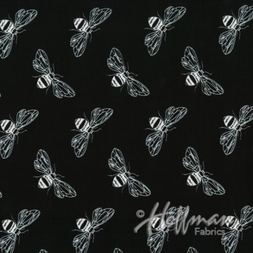 Fabric Hoffman #4S Q4415 Black/Silver metallic Bee