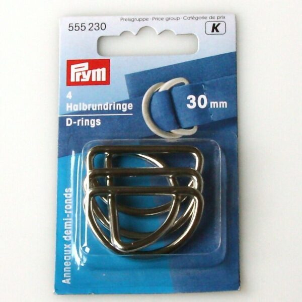 Prym D Rings Silver Coloured 30 mm Pack of 4