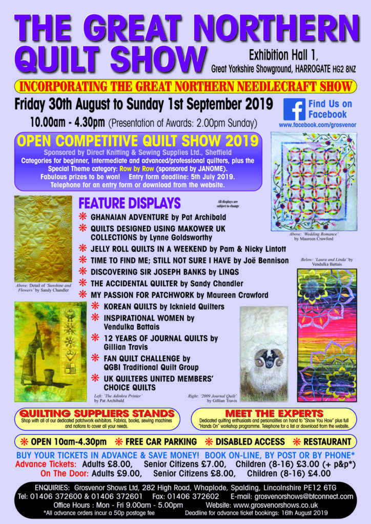 Great Northern Quilt & Stitching Show, Harrogate 30th August - 1st September 2019