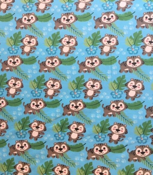 Fabric Cotton Jersey Turquoise Bears 150cm Wide 1 item = 1/2 metre
