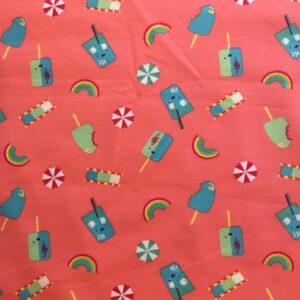 Fabric Cotton Jersey Pink Lollies 150cm Wide 1 item = 1/2 metre