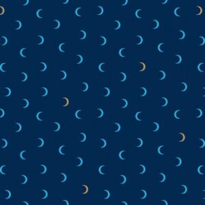 Fabric Makower UK Metallic Libs Moon Age Navy 2/8593MB