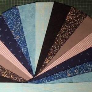 2.5 inch Pre Cut fabric Libs Metallic Mix Blues and Greys Pack of 16