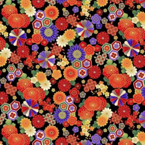 Fabric Timeless Treasures CM7875 Metallic Koko Floral Geo