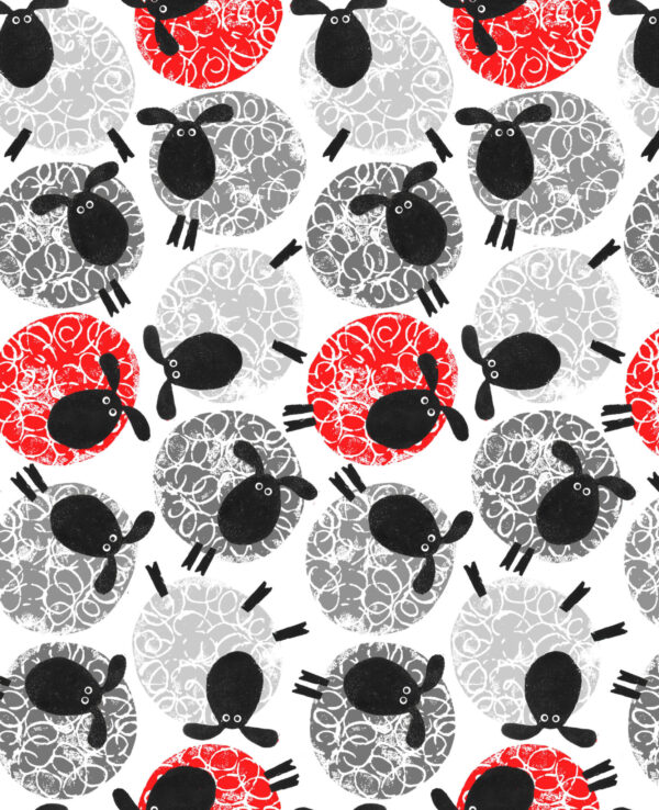 Fabric Timeless Treasures C7861 Round Sheep White