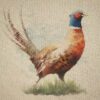 Fabric Chatham Glyn Linen Digitally Printed Panel of 3 Pheasants