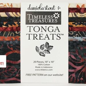 Tonga Treats Shortcake Fireside pack of 20 x 10 inch Squares of Batik Fabrics